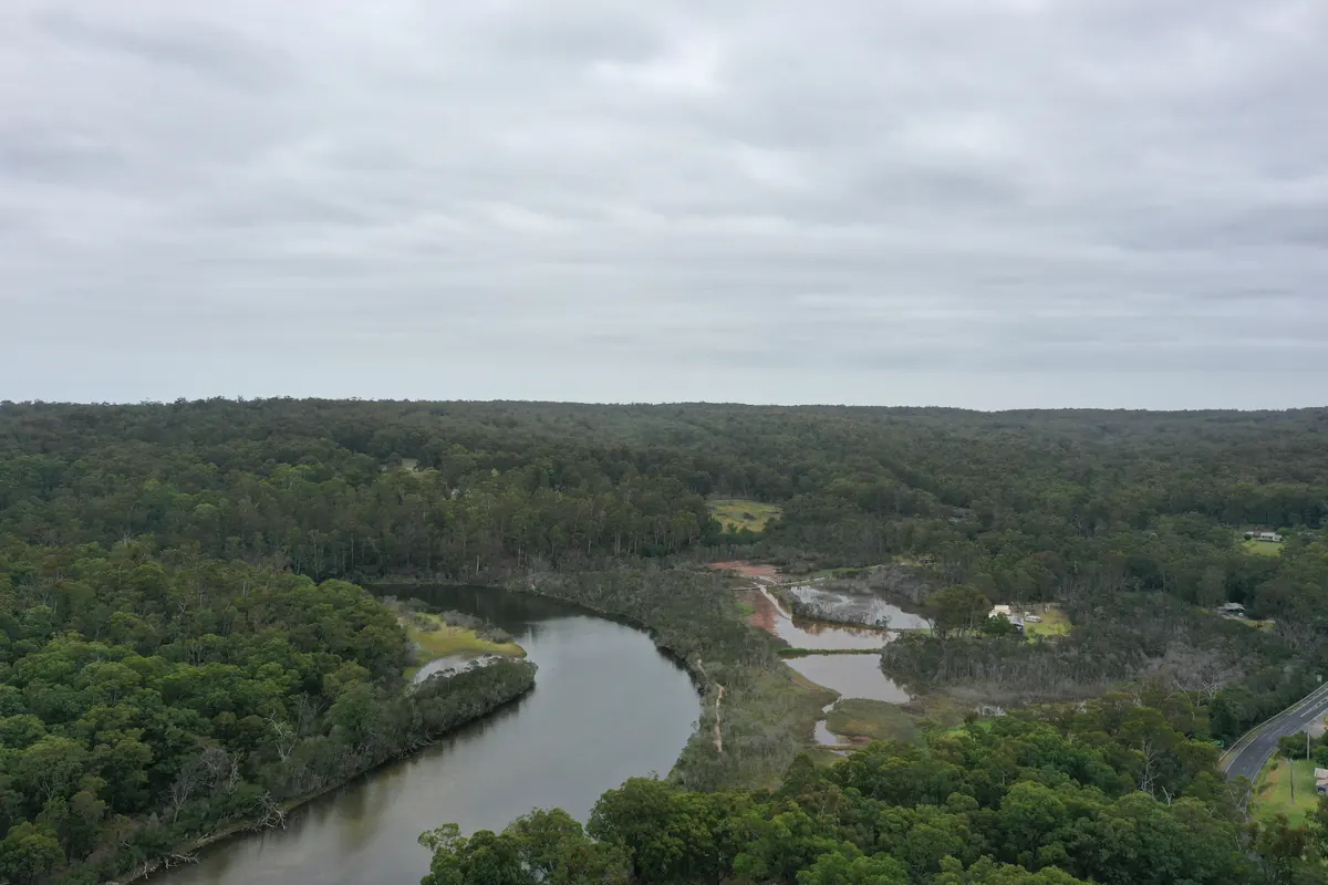River and surrounding land seen from above